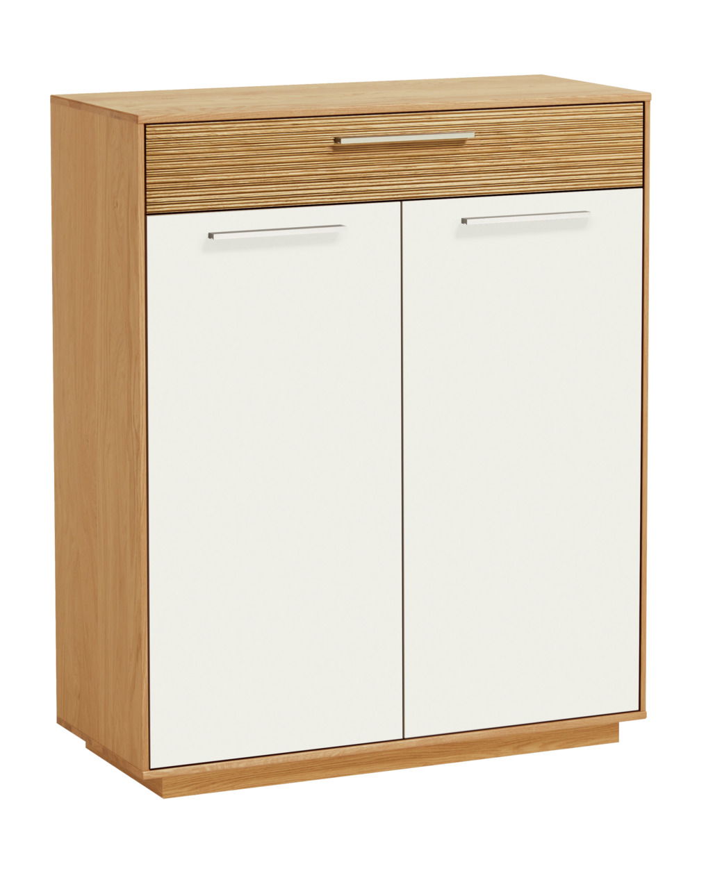 VOSS Schuhschrank LOVENO Moderner Schuhschrank aus Holz mit zwei weißen Türen und einer Schublade, Frontalansicht