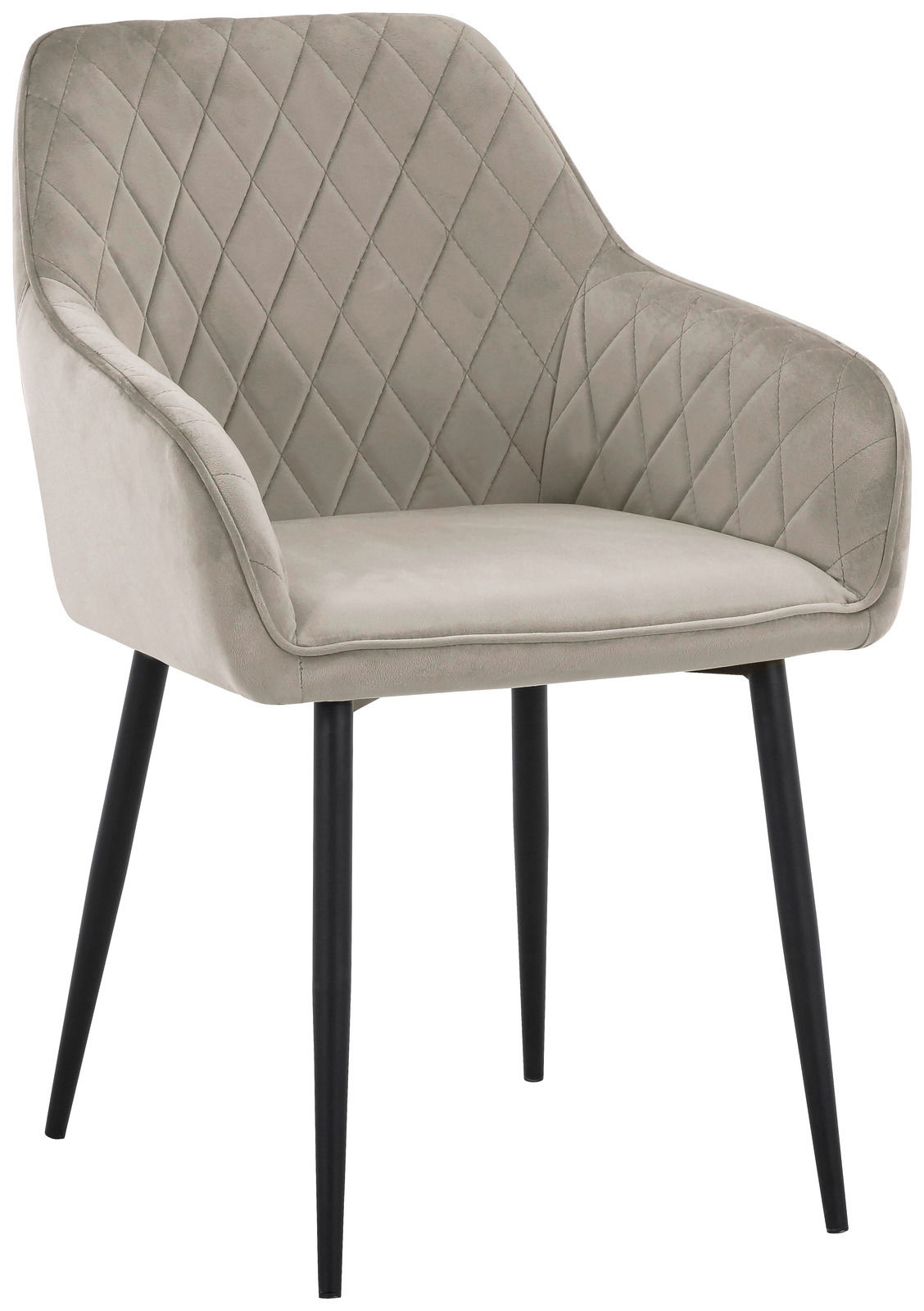 Novel Armlehnstuhl STU Moderner Armlehnstuhl mit gesteppter Rückenlehne und schwarzen Beinen, seitliche Perspektive