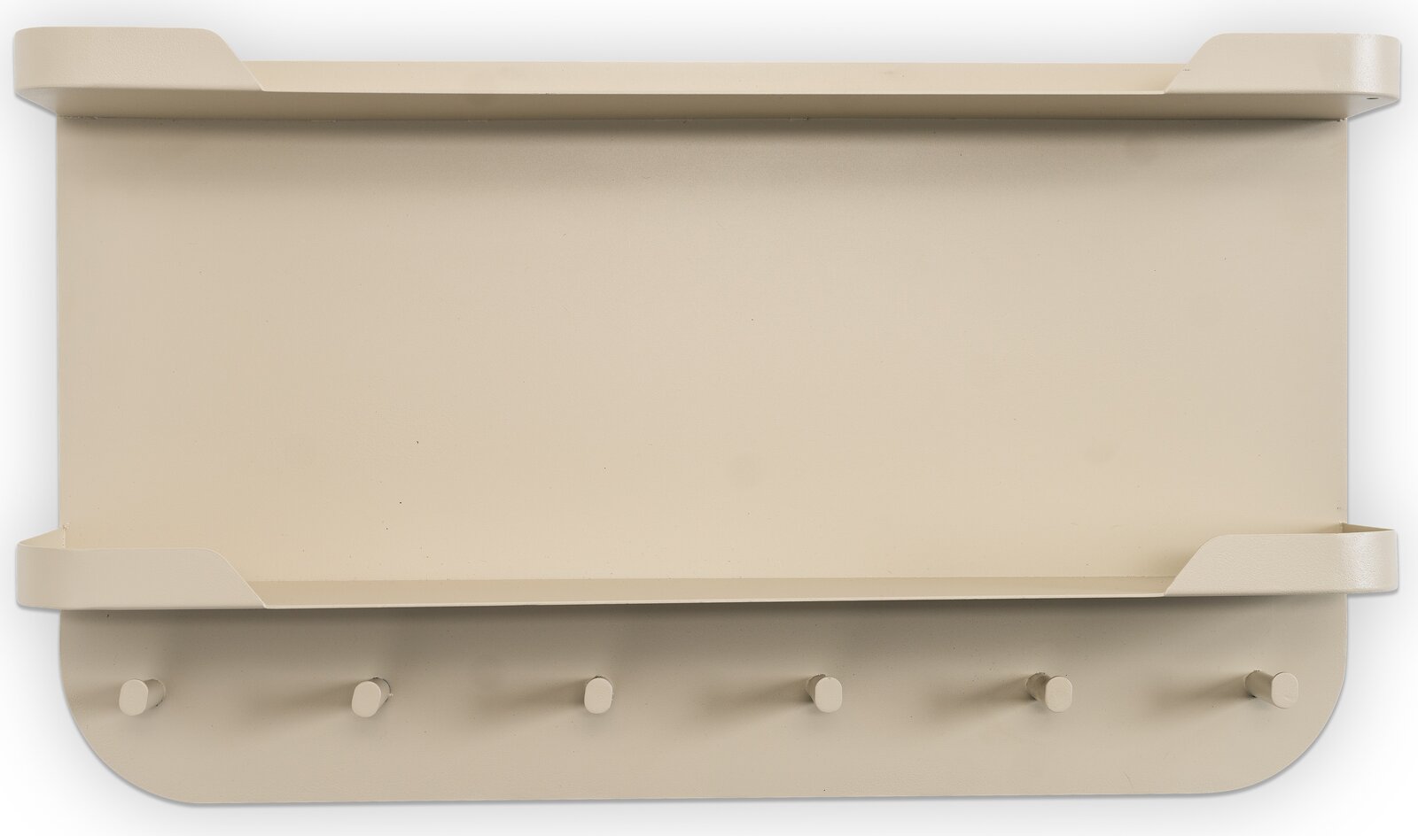 XORA Wandgarderobe JIL Beige Wandgarderobe mit fünf Haken und einem oberen Regal, Ansicht von vorne