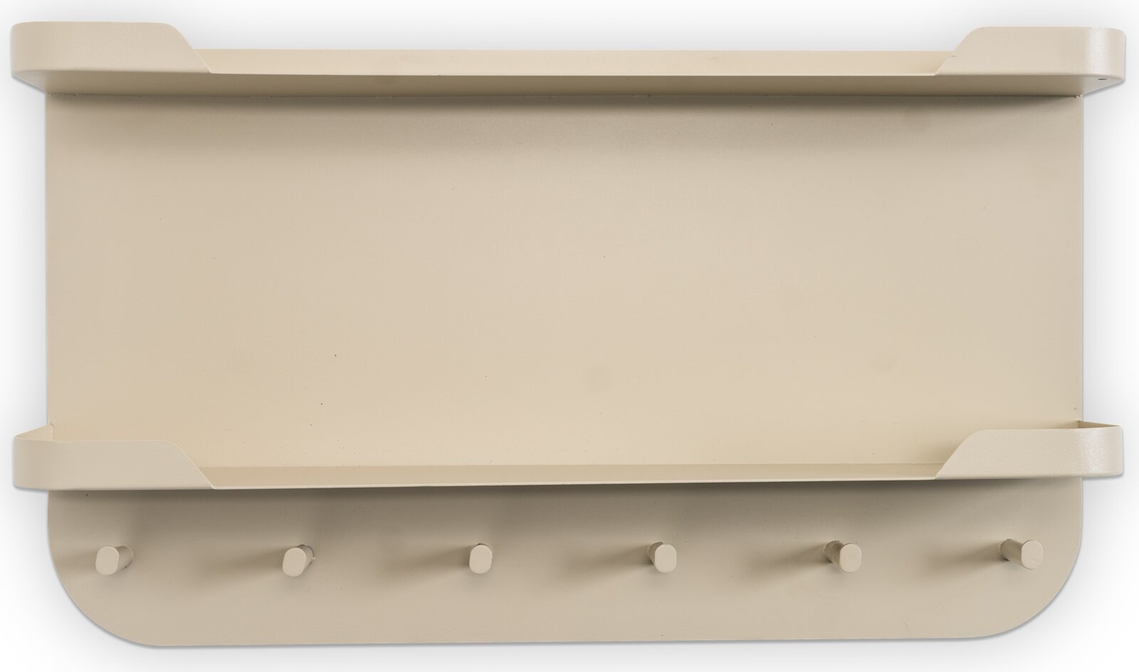XORA Wandgarderobe JIL Beige Wandgarderobe mit fünf Haken und einem oberen Regal, Ansicht von vorne
