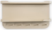 Beige Wandgarderobe mit fünf Haken und einem oberen Regal, Ansicht von vorne