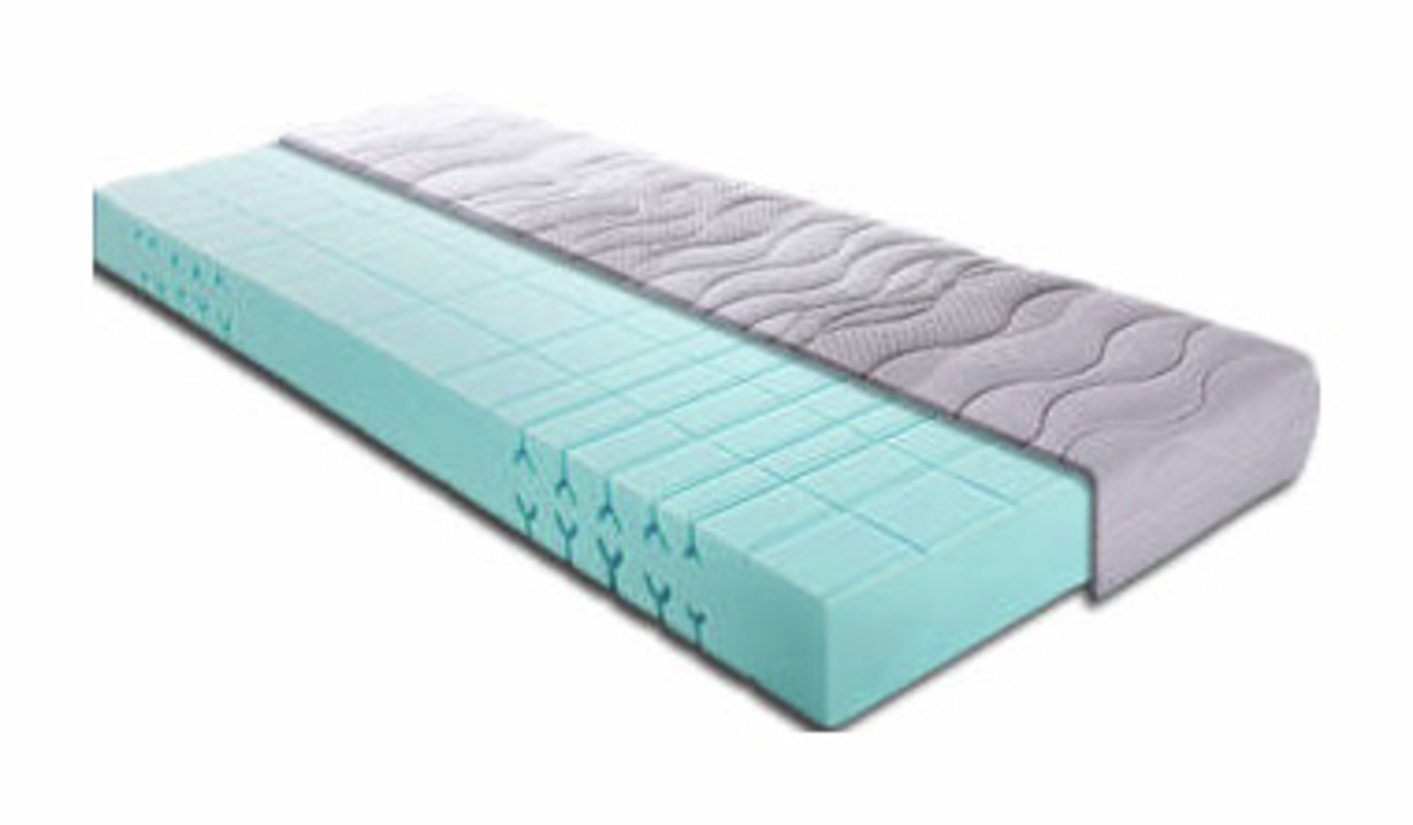 Kaltschaummatratze H2 140x200 aus der Serie LLQ, seitliche Perspektive mit sichtbarer Struktur und Bezug.