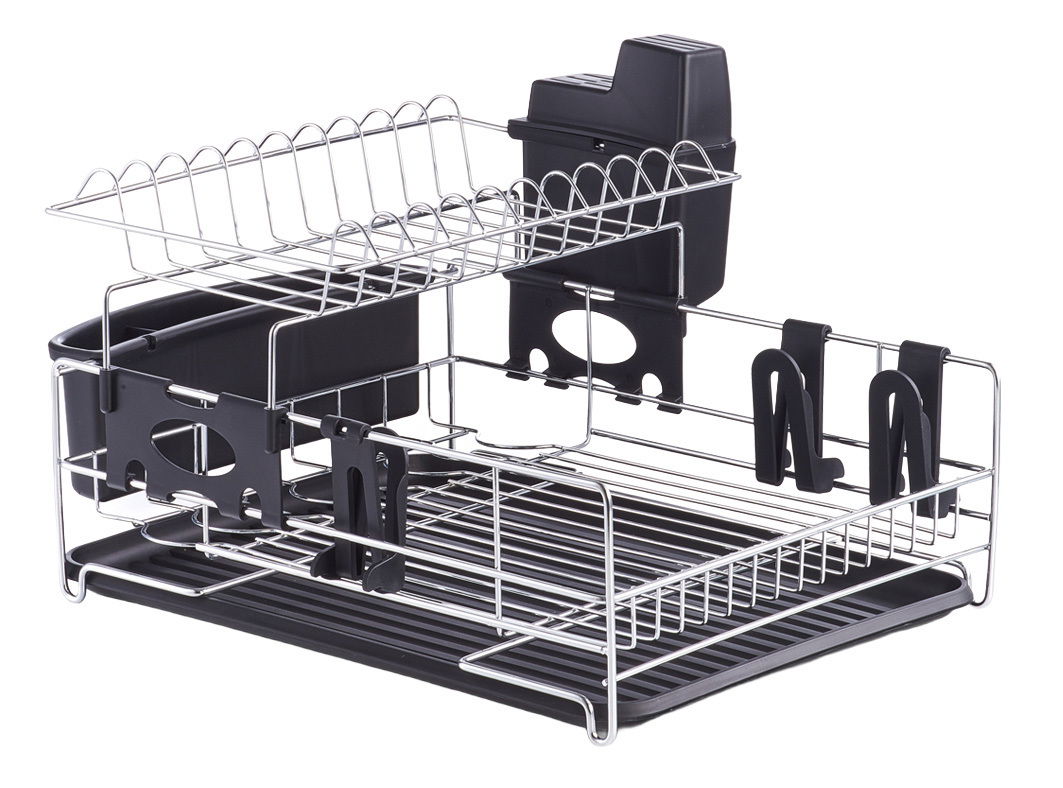 Zeller Present Geschirrabtropfständer Geschirrabtropfständer aus Metall mit schwarzem Kunststoff, seitliche Perspektive