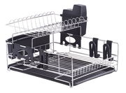 Geschirrabtropfständer aus Metall mit schwarzem Kunststoff, seitliche Perspektive