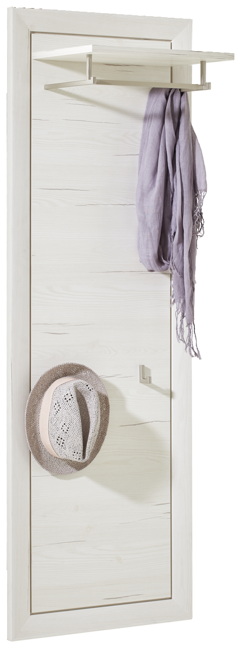 Hom´in Garderobenpaneel CAMRON Garderobenpaneel in heller Holzoptik mit Hut und Schal, seitliche Perspektive