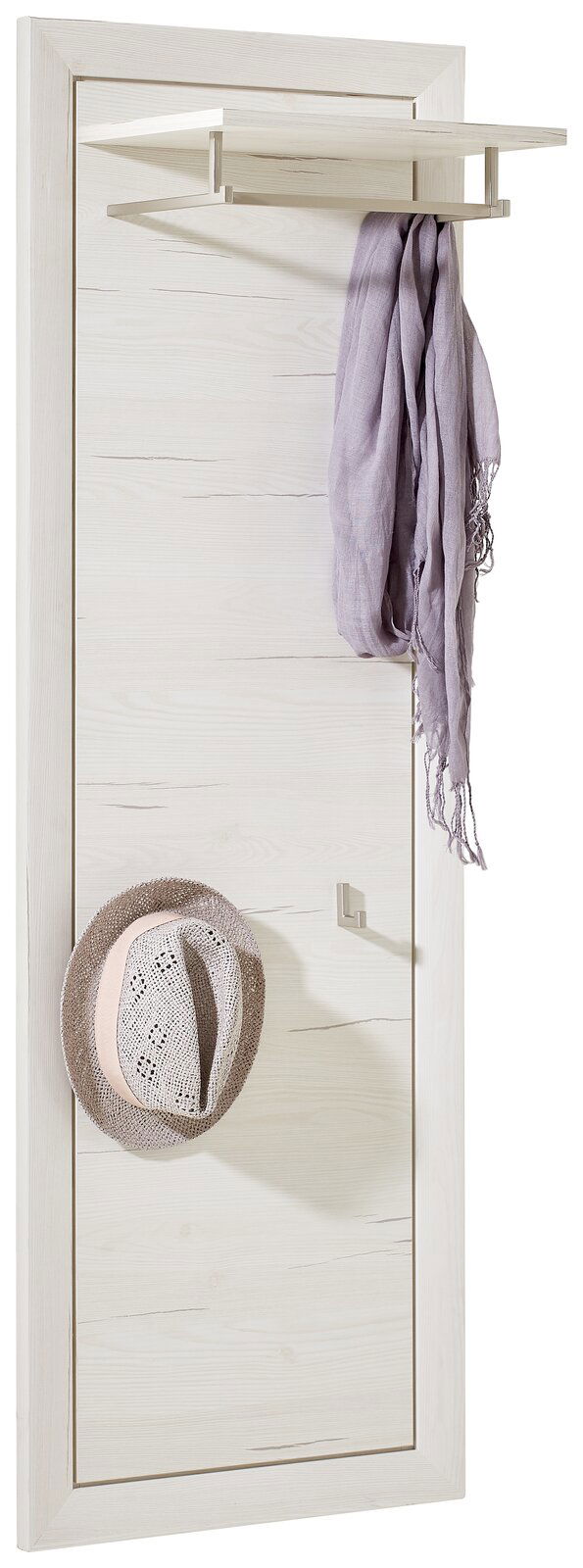 Hom´in Garderobenpaneel CAMRON Garderobenpaneel in heller Holzoptik mit Hut und Schal, seitliche Perspektive