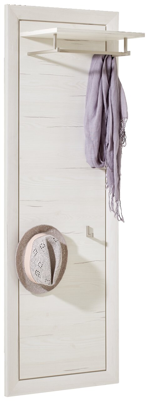 Hom´in Garderobepaneel CAMRON Garderobenpaneel in heller Holzoptik mit Hut und Schal, seitliche Perspektive