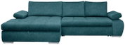 Grünes Ecksofa mit Ottomane links, Frontalansicht