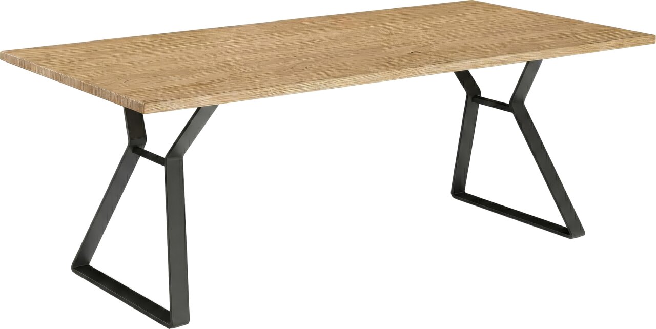 Musterring Eettafel MR T4010 Moderne eettafel met houten blad en zwarte metalen poten, zijaanzicht