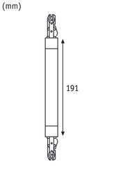 Technische tekening van een flexibele koppeling met een lengte van 191 mm, zijaanzicht.