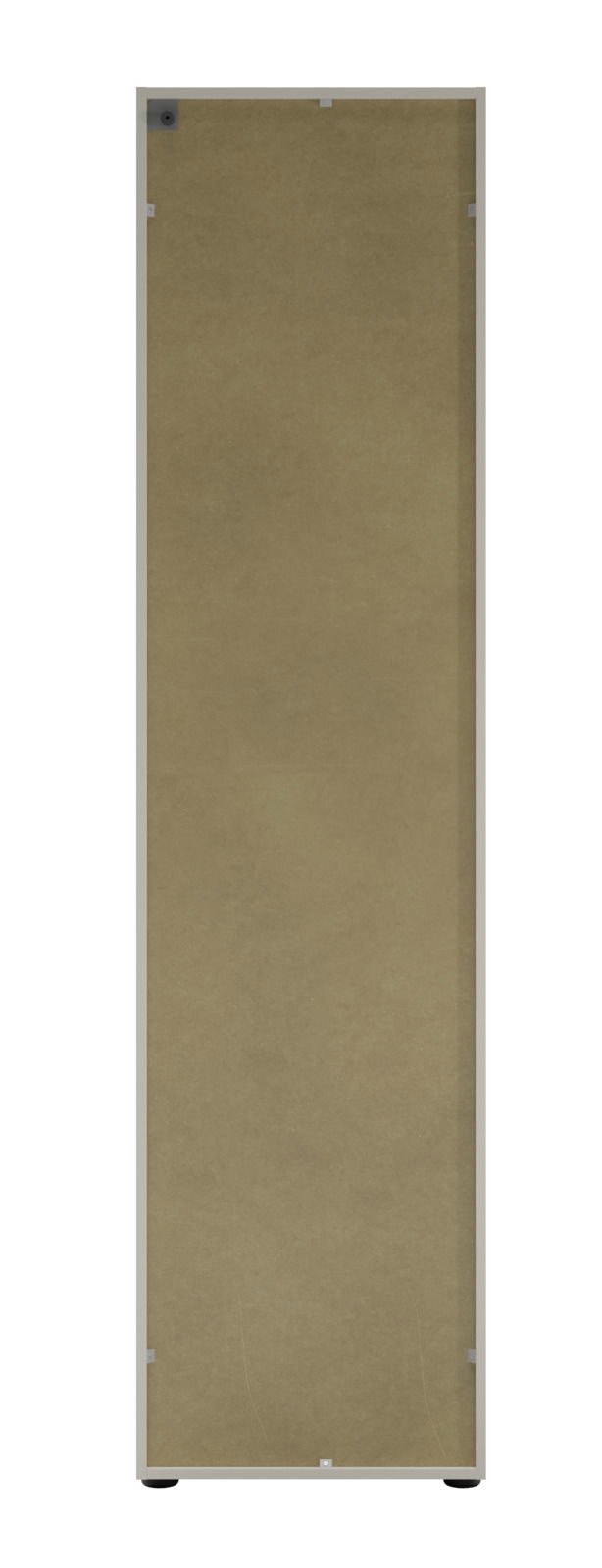 Rückansicht eines hohen, schmalen Aktenregals mit schlichtem Design.