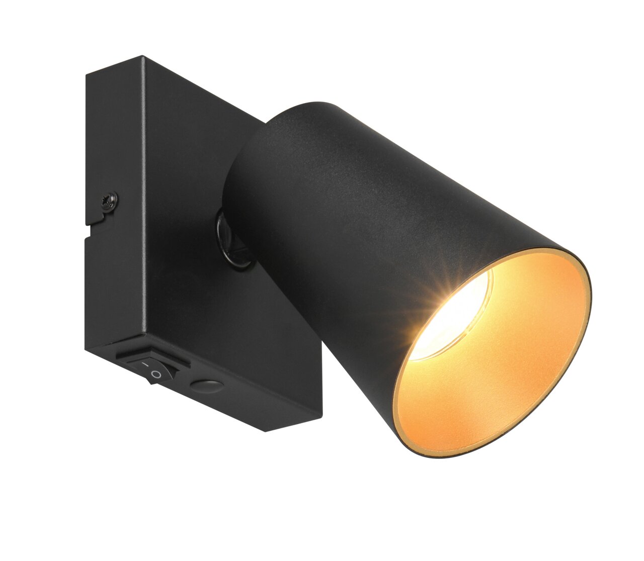 Schwarzer Strahler Sharp mit konischem Lampenschirm, seitliche Perspektive