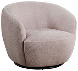 Beiger, runder Sessel mit weicher Textur, Vorderansicht