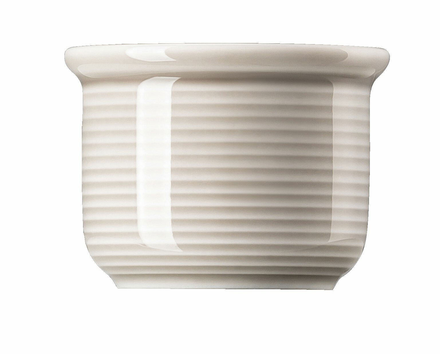 Thomas Eierbecher Trend Colour Eierbecher Moon Grey aus Keramik mit geriffelter Oberfläche, seitliche Perspektive