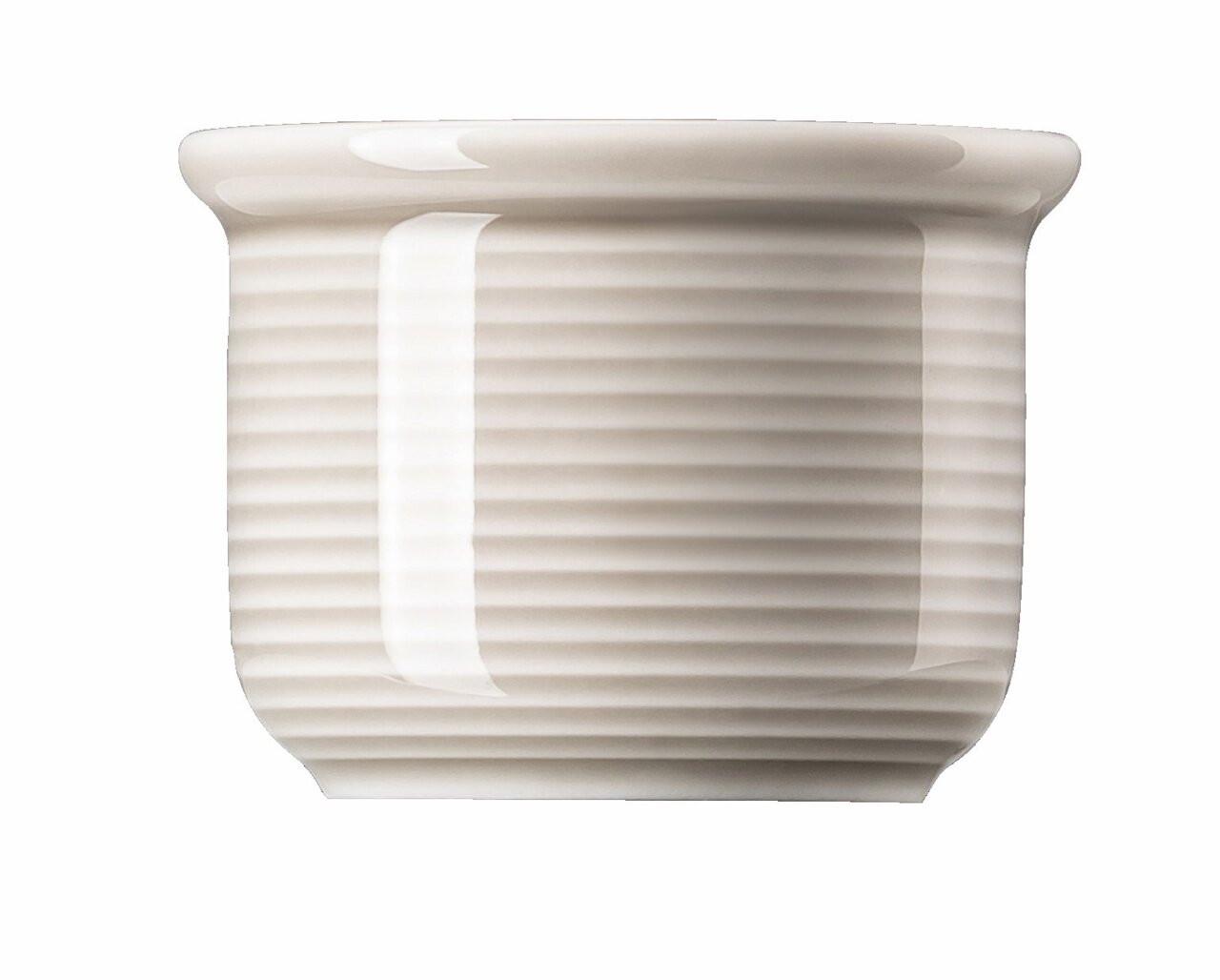 Thomas Eierbecher Trend Colour Eierbecher Moon Grey aus Keramik mit geriffelter Oberfläche, seitliche Perspektive