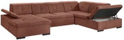Braune Ecksofa mit Stauraum, Ansicht von vorne links