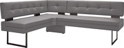 Graue Eckbank mit modernem Design, seitliche Perspektive