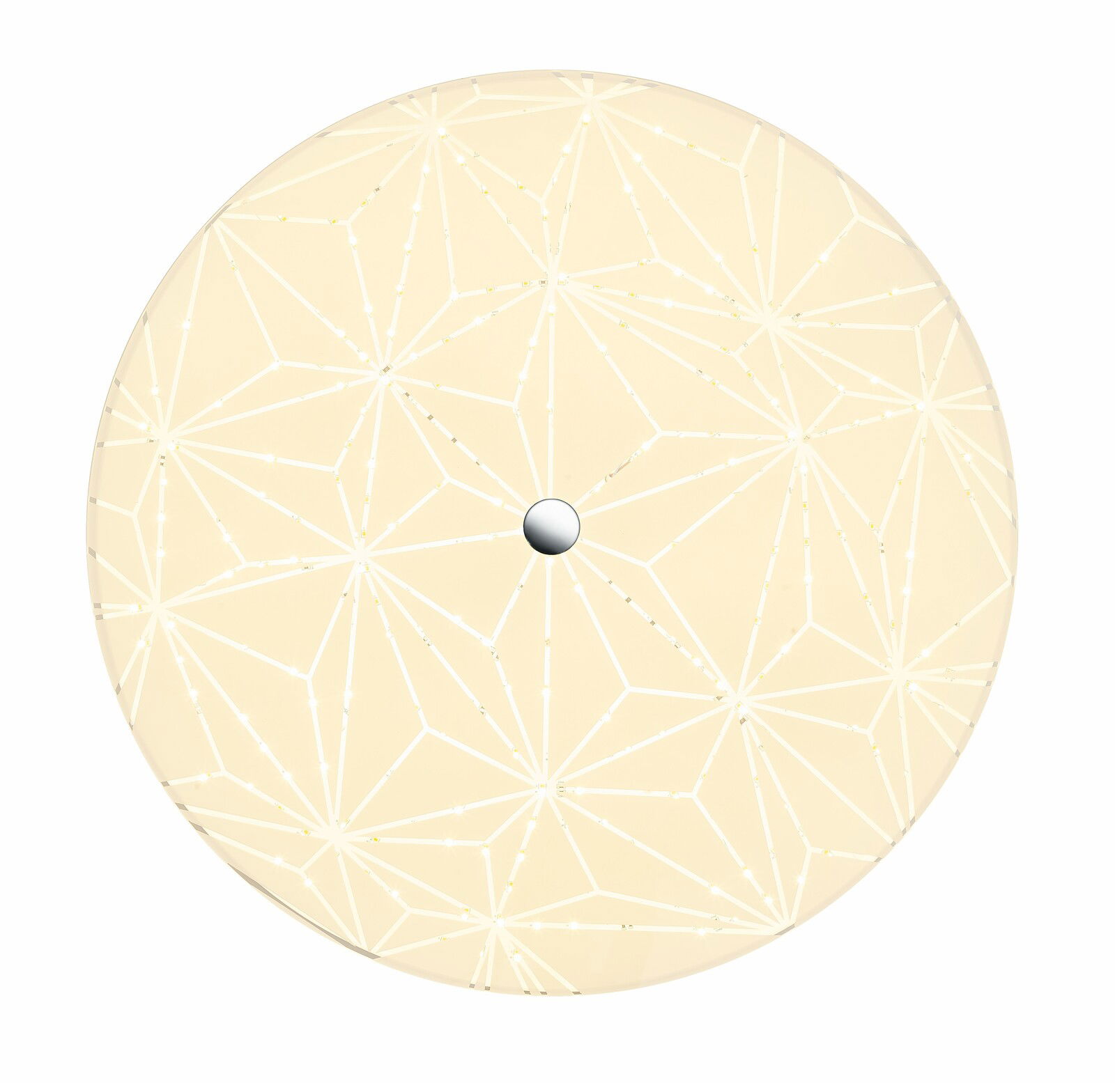 Runde LED-Deckenleuchte MANDALA mit geometrischem Muster, Ansicht von unten