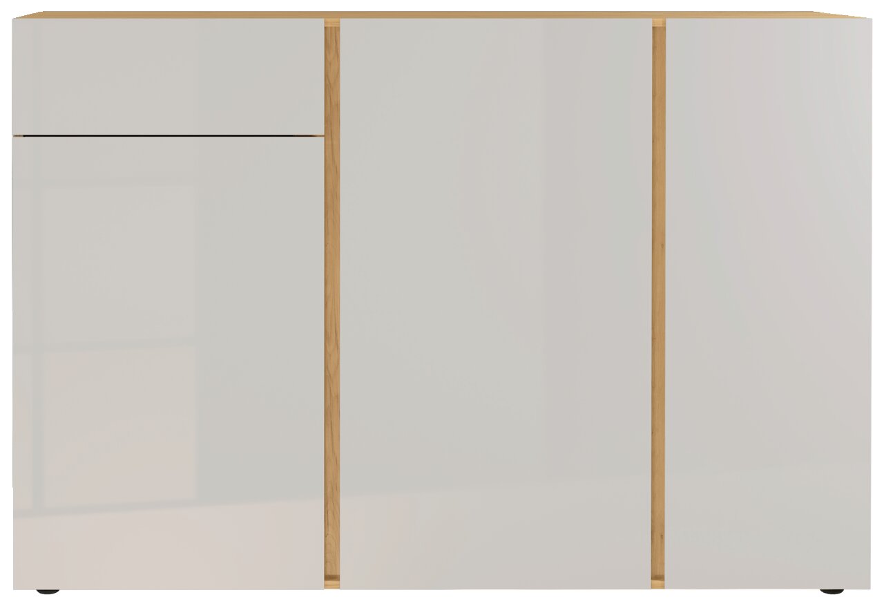 MID.YOU Sideboard MESA Frontansicht eines modernen Sideboards mit weißen Türen und Holzdetails.