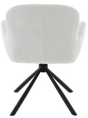 Achterkant van een witte fauteuil met zwart metalen frame, model MILANO.