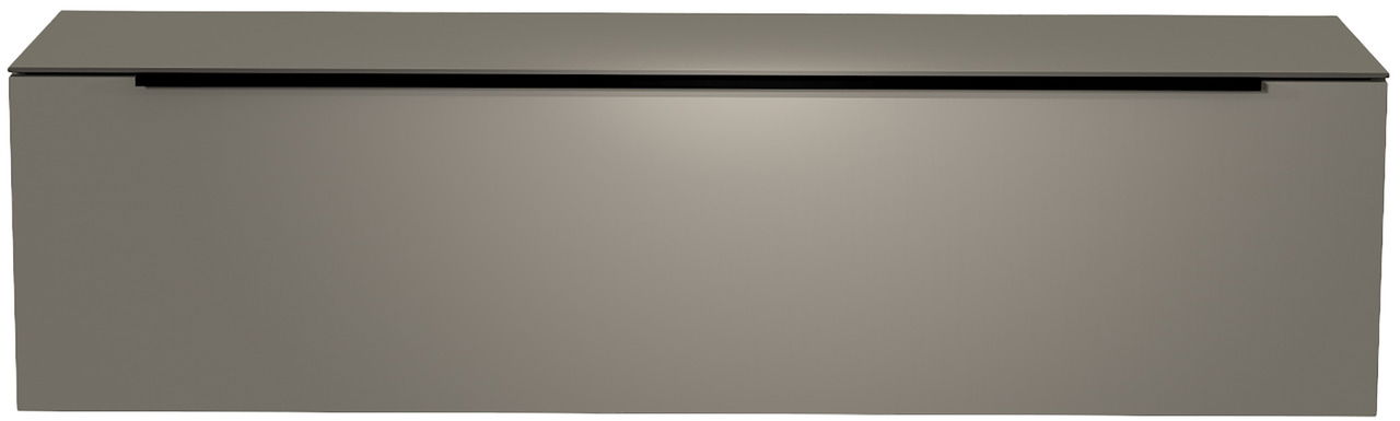 Moderano Hänge-Lowboard BORMIO Frontale Ansicht eines modernen, hängenden Lowboards der Serie BORMIO in grauer Farbe.
