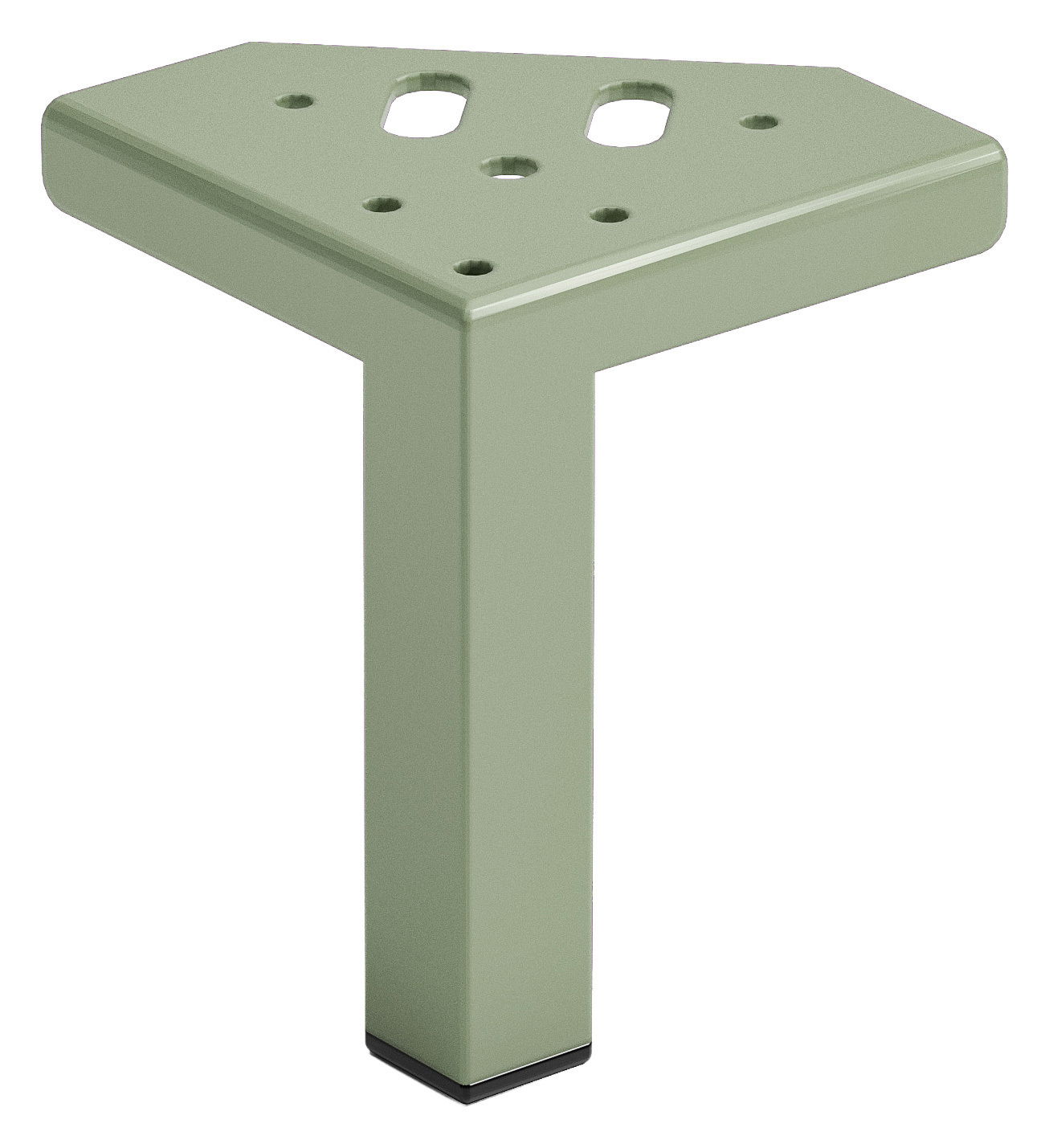XORA Fuss-Set 5-tlg. Schilfgrünes, dreieckiges Möbelbein aus Metall, seitliche Perspektive