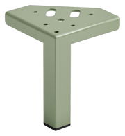 Schilfgrünes, dreieckiges Möbelbein aus Metall, seitliche Perspektive