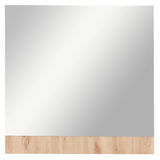 Moderner Spiegel mit Holzleiste am unteren Rand, Frontalansicht
