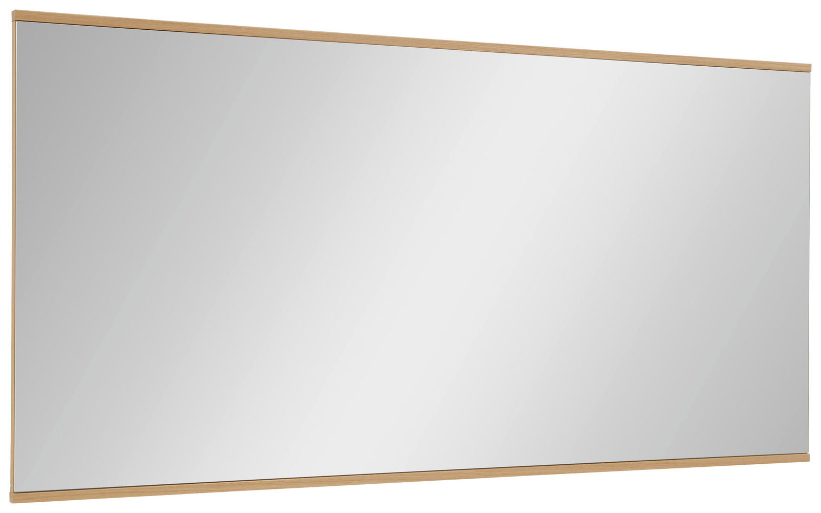 Großer rechteckiger Spiegel mit schmalem Holzrahmen, seitliche Perspektive
