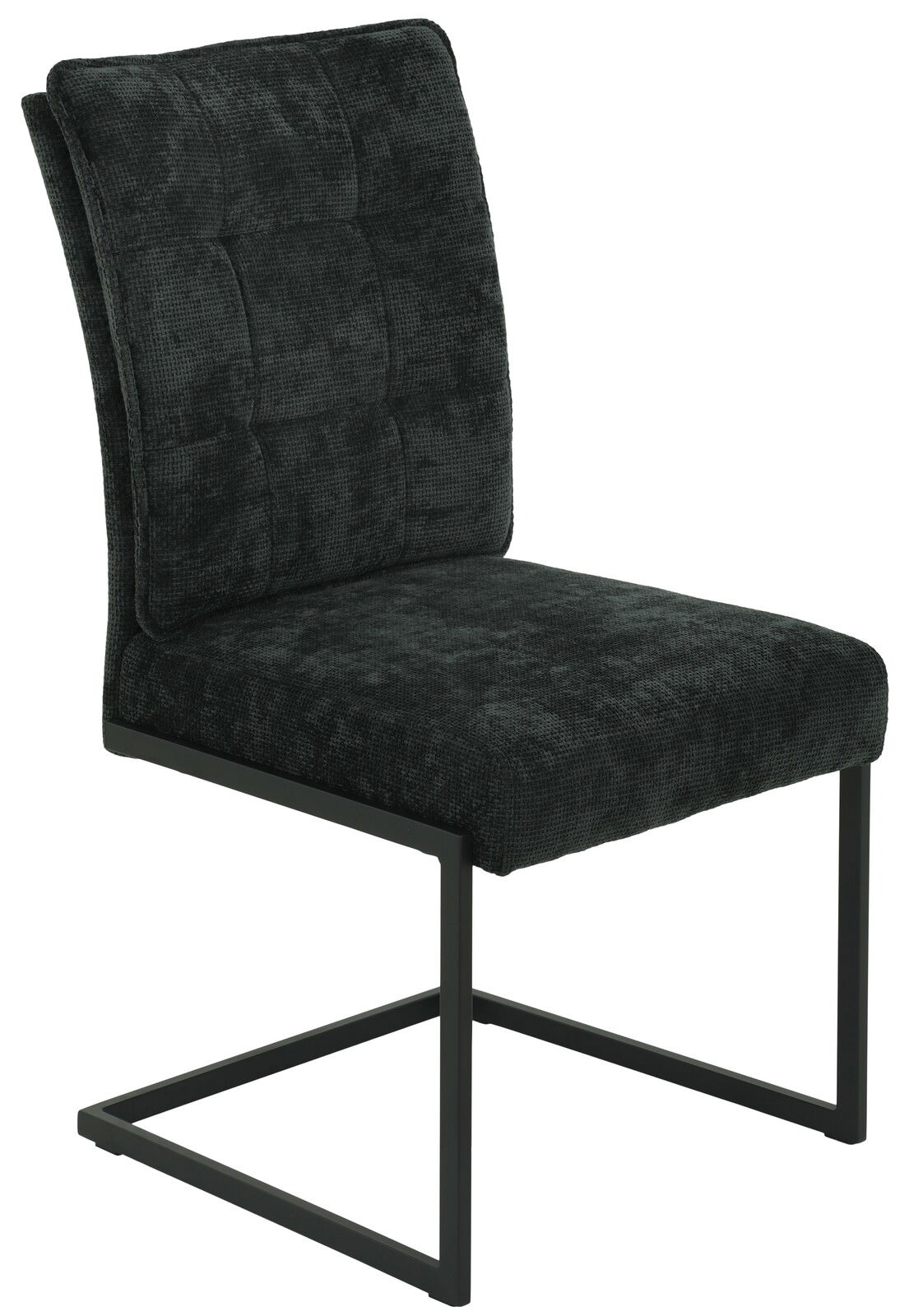 Schwarzer Schwingstuhl OLIVIA mit gepolsterter Sitzfläche und Rückenlehne, seitliche Perspektive