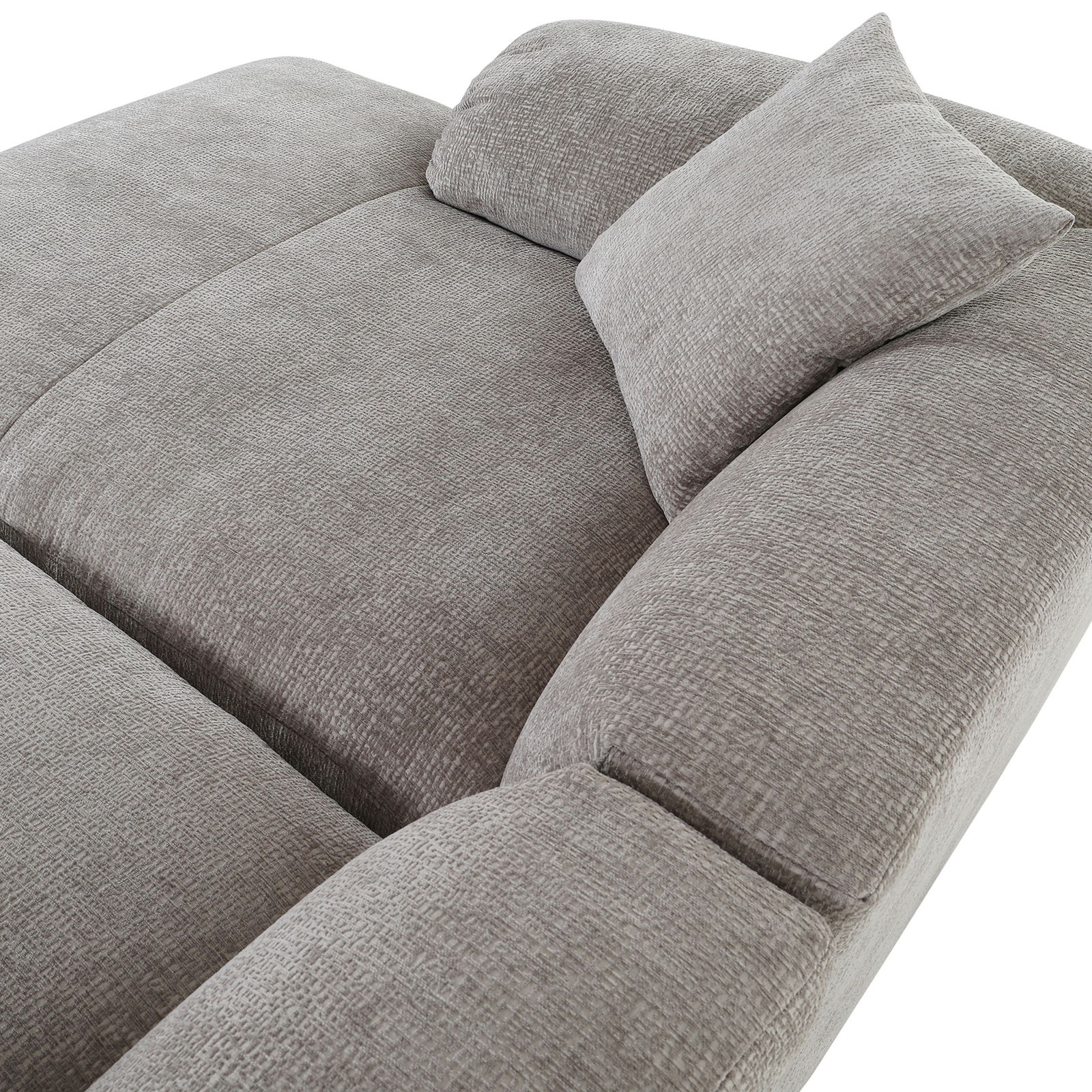 Graues Sofa mit Kissen, Ansicht von oben