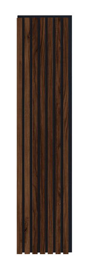 Dekopaneel mit vertikalen Holzstreifen in dunkler Holzoptik, Frontalansicht