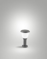 Paalarmatuur Fabas Luce THIAGO, zijaanzicht, modern ontwerp, grijze behuizing met witte lichtbron.