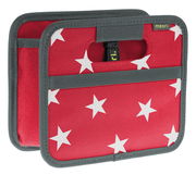 Rote Faltbox Mini mit weißen Sternen, Vorderansicht