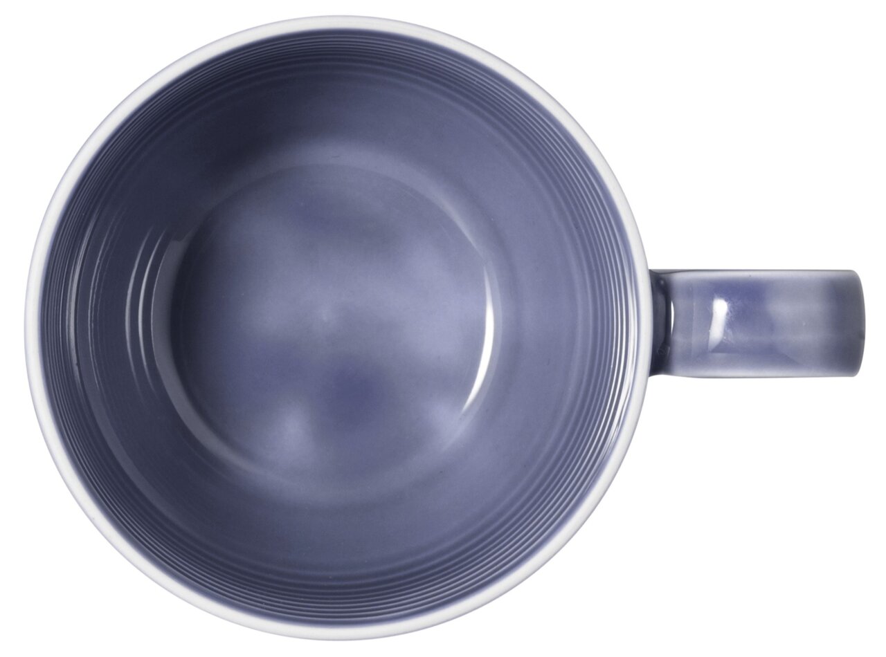Bovenaanzicht van een blauw espressokopje met oor, inhoud 0,11 l.
