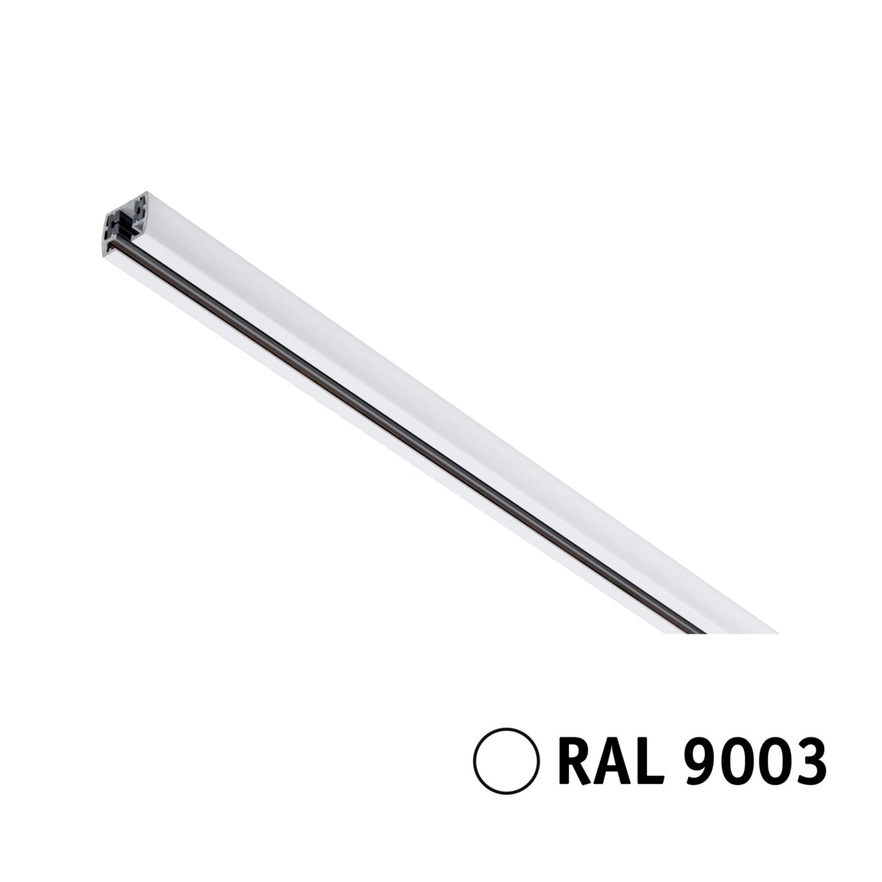 Weiße Schiene mit RAL 9003, diagonale Perspektive