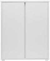 Weißer Schuhschrank XORA LIV mit zwei Türen, frontale Ansicht.