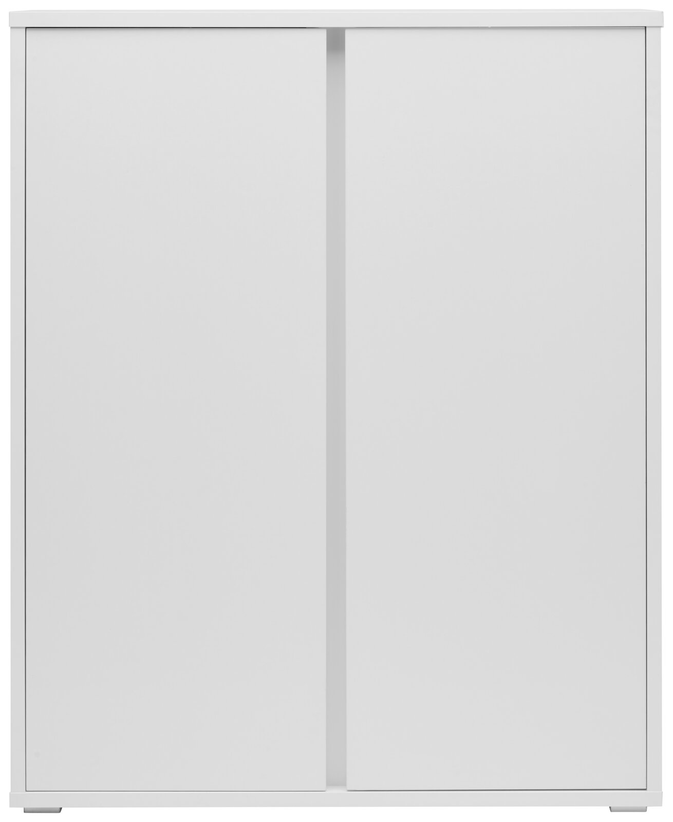Weißer Schuhschrank XORA LIV mit zwei Türen, frontale Ansicht.