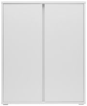 Weißer Schuhschrank XORA LIV mit zwei Türen, frontale Ansicht.