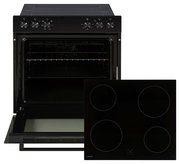 Einbauherd-Set mit geöffneter Ofentür und separatem Kochfeld, Frontalansicht