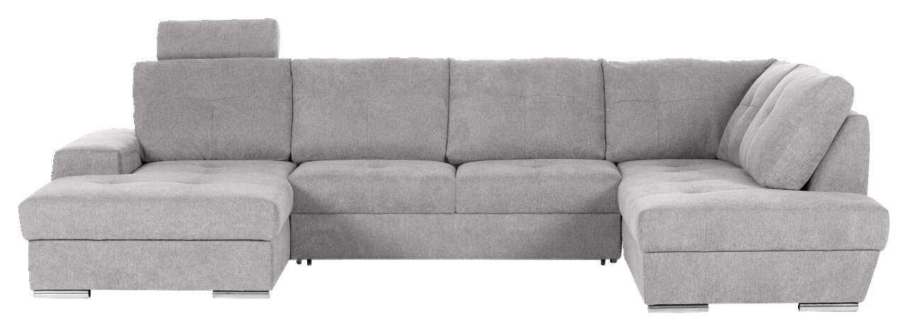 Graues Ecksofa mit Ottomane links, Frontalansicht