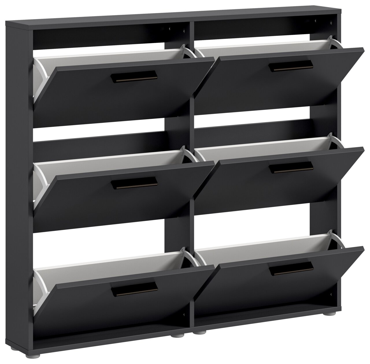 Schuhkipper mit sechs Fächern in dunkler Farbe, seitliche Perspektive