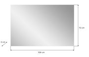 Rechteckiger Spiegel mit den Maßen 109 cm x 72 cm x 2 cm, frontal abgebildet.