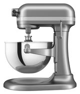 Seitliche Ansicht einer silbernen Küchenmaschine Heavy Duty 5,2L mit Edelstahl-Rührschüssel.