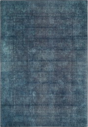 Blauer Teppich mit subtilen Mustern, Draufsicht