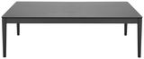Moderner Loungetisch in schwarzer Farbe, frontal betrachtet