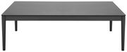 Moderner Loungetisch in schwarzer Farbe, frontal betrachtet