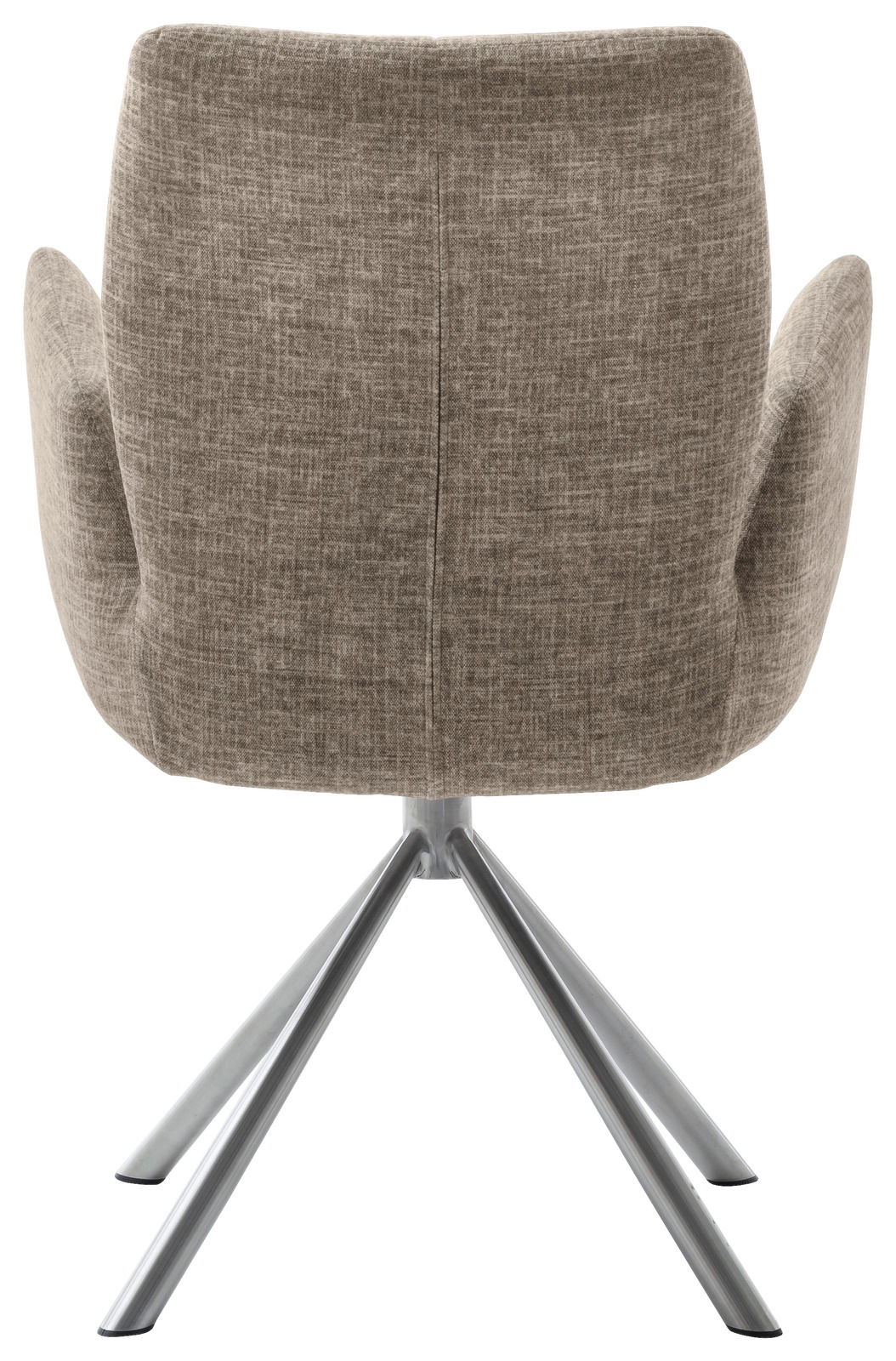 Novel Sessel MORELLA Rückansicht eines modernen Sessels mit grauem Stoffbezug und Metallbeinen.
