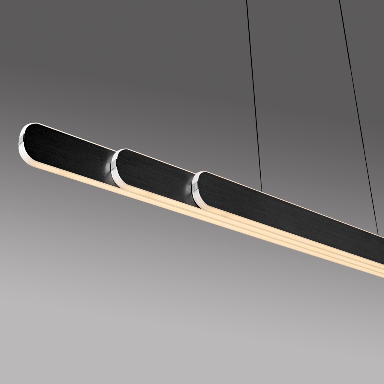 Moderne hanglamp ADRIANA ROUND van Paul Neuhaus in zijaanzicht, met een elegant, slank ontwerp en een zwarte afwerking.
