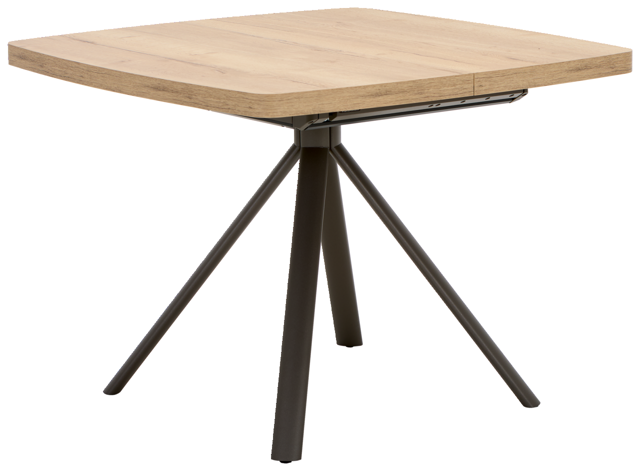 Venjakob Esstisch KANO Moderner Esstisch 90x90cm mit quadratischer Holzplatte und schwarzem Metallgestell, seitliche Perspektive